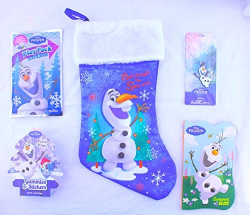 Disney Frozen Olaf Stocking and Stuffers Bundle of 7 Items: Play Pack, Puzzle, Stickers, Journal, Wish List and Candy Cane