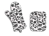 Kay Dee Designs Oven Mitt and Potholder Set, Black Cameo
