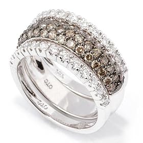 14K White Gold Chocolate & White Diamond Stack Ring