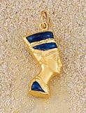 18k Gold with Lapis Nefertiti Pendant