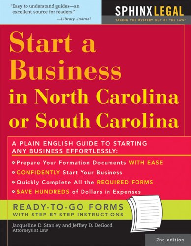Start A Business In North Carolina Or South Carolina, 2e To Start A Business In North Carolina And South