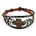 November's Chopin (TM) Unique Metal Button Ring Braided Leather Adjustable Wrap Bracelet