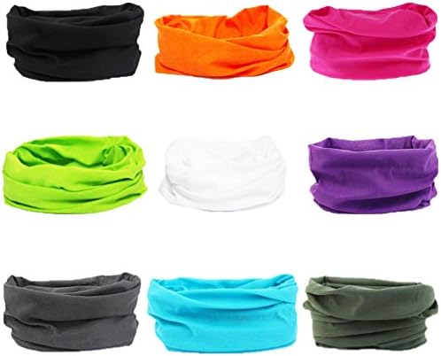 Coolive 16-in-1 Assorted Multifunctional Style Yoga Sports Fashion Travel Colors Headband Seamless Uv Buff Solid Moisture Wicking Bandana Headscarf (Style12(9pcs))