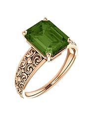 18K Rose Gold 10.00x8.00mm Emerald Cut Green Tourmaline Ring -- LIFETIME WARRANTY
