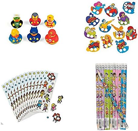 Super Hero Party Set (Duckies, Finger Puppets, Stickers & Pencils)