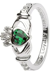 MAY Birth Month Silver Claddagh Rings LS-SL90-5. Made in Ireland.