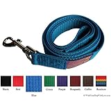 Unique Wide Handled Dog Lead Leashes, Original Edition, 6 Foot x 1 Inch, Sky Blue