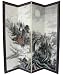 Asian Art & Decor - 72 x 72 Full Moon Bridge Hand painted Chinese Silk Floor Screen Room Divider