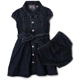 Guess Baby Denim Dress with Belt, Med Stone