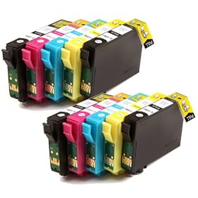 10 Epson Compatible Printer Ink for Epson Stylus, SX230, SX235W, SX420W, SX425W, SX435W, SX440, SX445W, SX525WD, SX535WD, SX620FW and Epson Stylus Office B42WD, BX305F, BX305FW, BX305FW Plus, BX320FW, BX525WD, BX535WD, BX625FWD, BX635FWD, BX925FWD, BX935FWD, Printers, 4x T1291, 2x T1292, 2x T1293, 2x T1294 These Cartridges Holds 4x More Ink Than Other Compatibles High Capacity Ink Cartridges