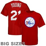 NBA Majestic Philadelphia 76ers #21 Thaddeus Young Red Player Big Sizes T-shirt (6X)