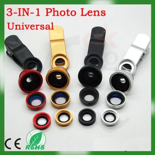 YOPO Universal Clip Camera lens kit for iPhone 6s plus/6s/6 plus/6,Samsung GalaxyS6/S5,Mobile Phones (Fish Eye Lens+ 2in1Macro Lens & Wide Angle Lens)(Black)