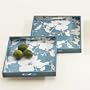 Grayce Floral Wooden Serving Trays (set of 2) - Blue/White