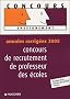 Concours de recrutement de professeur des �coles : Annales corrig�es