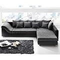 Sofa Ravenna 310x220 cm Schwarz / Grau mit Schlaffunktion Ottomane