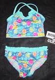 Infant/Toddler Girls 2 PC Swimsuit Ruffle Neck Tankini Aqua Confetti