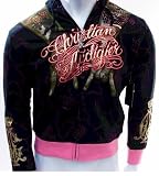 Christian Audigier Skull and Roses Hooded Sweatshirt Hoodie Cardigan