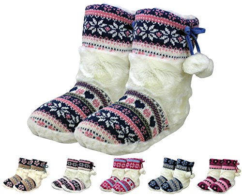 Enimay Women's Slipper Boots Lounge House Relaxed Shoes Winter Snow Flakes Hearts