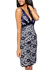 Sexy V-neck Sleeveless Lace Above the Knee Plunging Neck Polyester/Spandex Summer Club Dress/Party Dress/Midi Dress/Mini Dress 