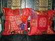 Thanks Giving-2 Deep Red Embroidery Vintage Sari Toss Pillow Cushion Covers Free Shipping