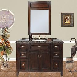 Wellington Single Sink Vanity - Marble Top 44"L with Mirror Bathroom Cabinet New