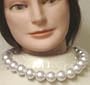 Simulated Light Ivory Large Pearl Short Chain on Gold Plated Necklace Earrings on Clips