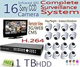 Evertech 16 Channel Home Security Camera System Network Remote Viewing Over Internet & 3 /4 G & Network & Cms. All in One Home Surveillance System. Sony CCD Version