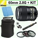 Nikon 60mm f/2.8G ED AF-S Micro-Nikkor Lens + Deluxe Accessory Kit