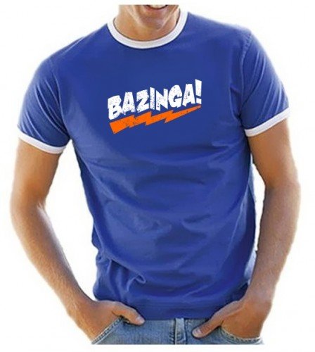 Coole-Fun-T-Shirts T-Shirt Bazinga - Big Bang Theory ! Ringer Vintage wei&szlig;/orange, blau, S Preisvergleich