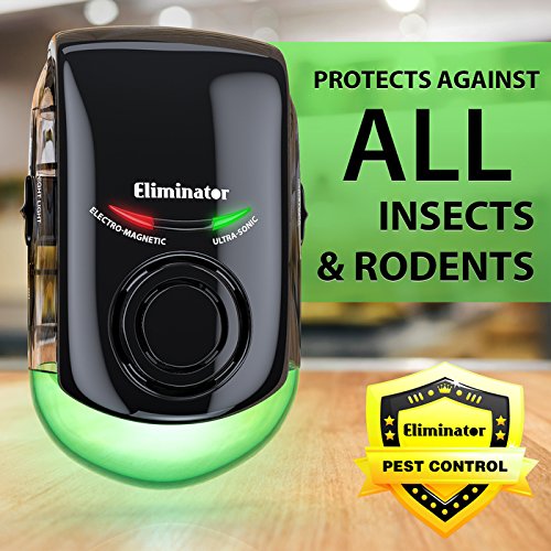Eliminator Plug-in Pest Repeller with Night Light - Eradicates All Types of Insects and Rodents Eliminator Plug-in Pest Repeller with Night Light - Eradicates All Types of Insects and Rodents