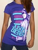 JUSTIN BIEBER SHIRTS - SEXY JUSTIN T-SHIRT - JUSTIN POSE SEXY PURPLE TEE!