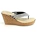 Beston EB00 Women's Platform Rhinestone Comfy Thong Wedge Sandal Half Size Small
