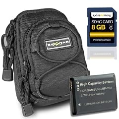 SET aus Tasche Bundlestar Baxxtar Mini + SDHC Card 8GB Class 6 + Akku f�r Samsung BP-70A f�r Samsung MV800 PL20 ES80 ES81 ES75 ES65 ES70 ES71 ES73 WP10 PL80