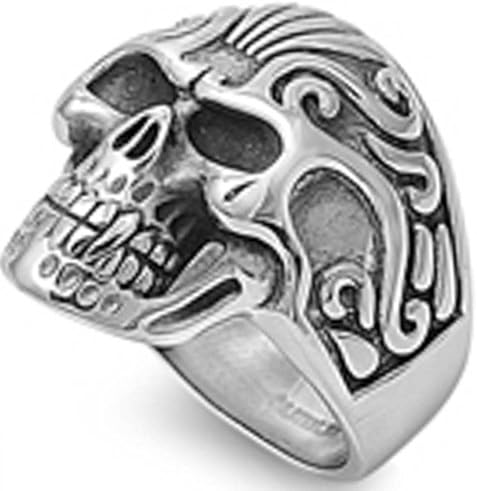 Solid Steel Skull 316L Stainless Steel Ring Sizes 17