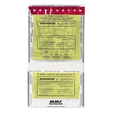 MMF Industries Tamper-Evident Twin Deposit Bags, 9.5 x 17.5 Inches, 100 Bags per Pack, Clear (2362500N20)