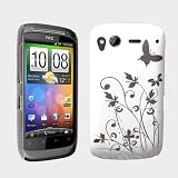 Neues Qualit�t Wei� Und Silber Schmetterling Blumen Muster Harte R�ckseite Hybride Schutzh�lle F�r HTC Desire S Von Yousavevon "Yousave"