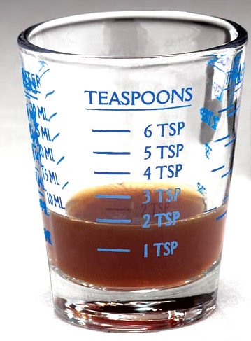 1 ALAZCO Multi-Purpose Liquid and Dry Measuring Shot Glass, Heavy Glass, 26-Incremental Measurements for Teaspoons, Tablespoons, Ounces and Milliliters