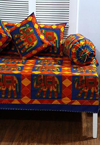 Kantha print multicolor 8 pcs diwan set