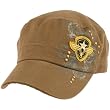 Cotton Military GI Cadet Studded Patch Cap Hat Brown