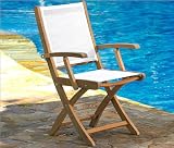 Three Birds RV20-White Teak Riviera Folding Chair in White
