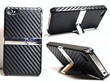 New Black Carbon Fiber Leather Weave with Metallic Kick Stand for Apple Iph ....