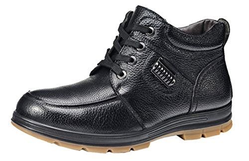 Laikakingdom Men’s Lace-up Business Coadse Leather Toper Shoes(9 D(M)US, Black)