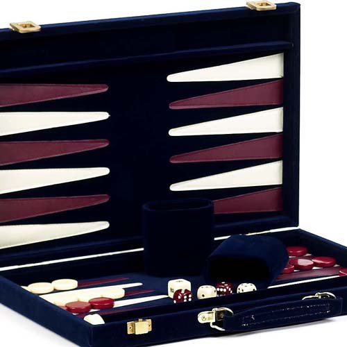 51EE15tXdEL Stuyvesant Square Blue Velour Backgammon Set 15