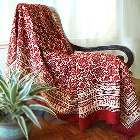 Ruby Kilim ~ Rustic Red Black Luxury Designer Bedspread