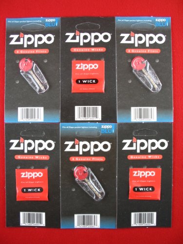Zippo 6 Value Pack of Wicks and Flints, Sealed Blister Packs #2425_3_2406N_3