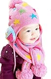 星 いっぱい 子供 用 マフラー カエル 耳あて 帽子 セット (ピンク)