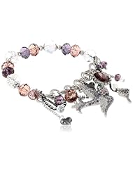 Betsey Johnson "Iconic Amethyst" Bird Multi-Charm Half Stretch Bracelet, 7.5"
