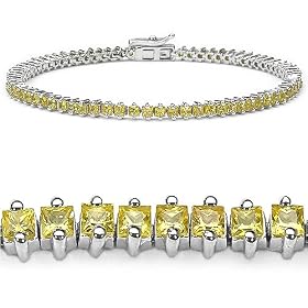 4.60 Carat Genuine Yellow Sapphire Sterling Silver Bracelet by JewelzDirect