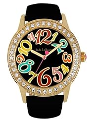 Womens Classic Black Leather Strap Round Face Analog Watch Jade LeBaum - JB202756G