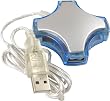 4 Way USB Hub with 1 Meter Cable. Supports Windows and Mac